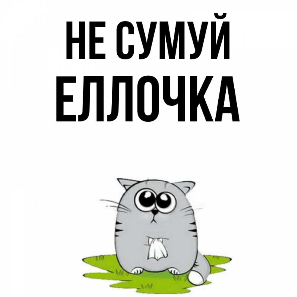 Открытка на каждый день з підписом, Еллочка Не сумуй грустный котяра Прикольна листівка з побажанням онлайн скачати безкоштовно 