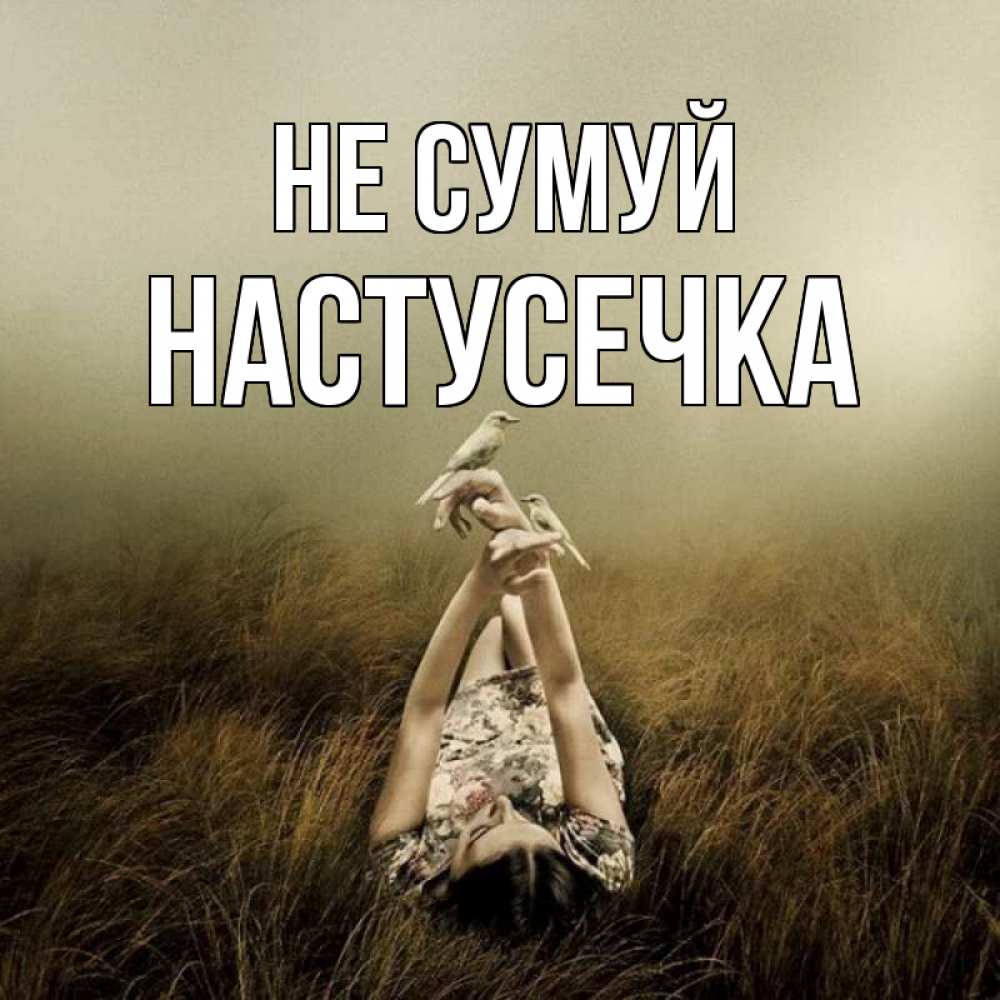 Открытка на каждый день з підписом, Настусечка Не сумуй поле и туман Прикольна листівка з побажанням онлайн скачати безкоштовно 