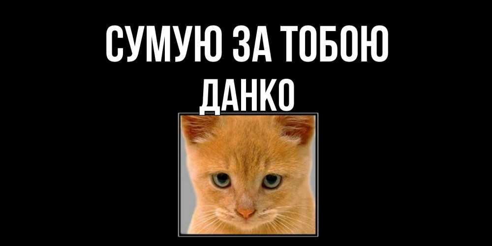 Открытка на каждый день з підписом, Данко Сумую за тобою открытки рыжий котенок скучает по тебе Прикольна листівка з побажанням онлайн скачати безкоштовно 