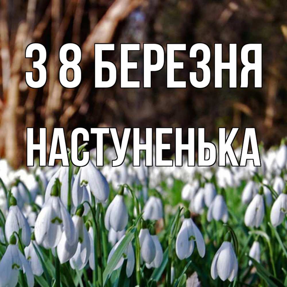 Открытка на каждый день з підписом, Настуненька З 8 БЕРЕЗНЯ с подснежниками 1 Прикольна листівка з побажанням онлайн скачати безкоштовно 