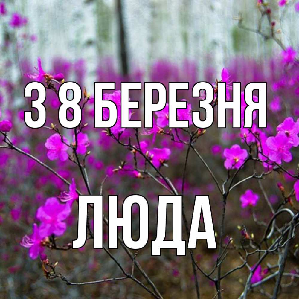 Открытка на каждый день з підписом, Люда З 8 БЕРЕЗНЯ дикие цветы Прикольна листівка з побажанням онлайн скачати безкоштовно 