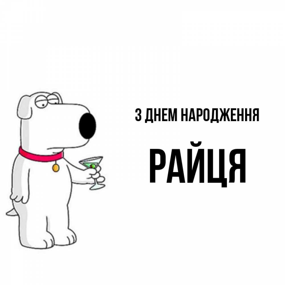 Открытка на каждый день з підписом, Райця З Днем народження песик с оливками Прикольна листівка з побажанням онлайн скачати безкоштовно 