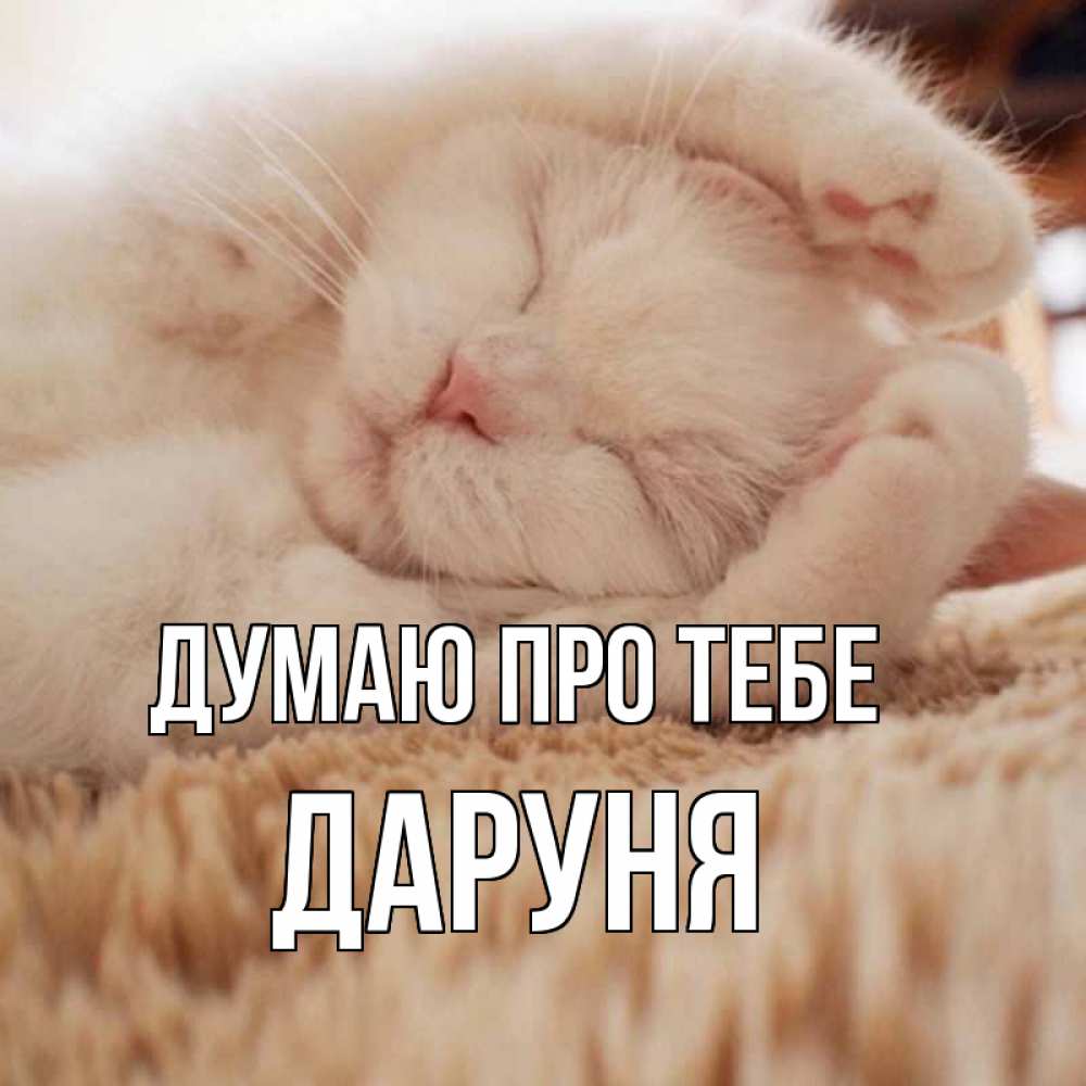 Открытка на каждый день з підписом, Даруня Думаю про тебе для любимой девушки милота Прикольна листівка з побажанням онлайн скачати безкоштовно 