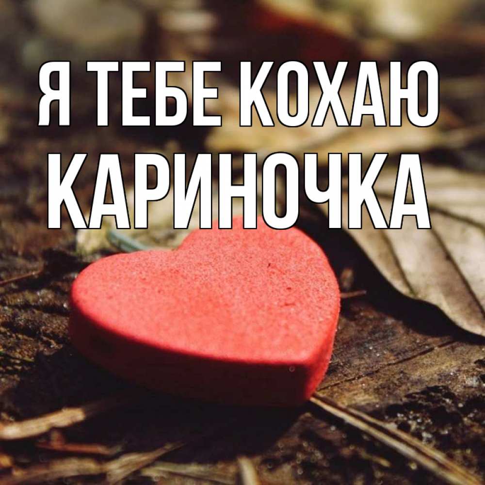 Открытка на каждый день з підписом, Кариночка Я тебе кохаю листья деревье 4 Прикольна листівка з побажанням онлайн скачати безкоштовно 