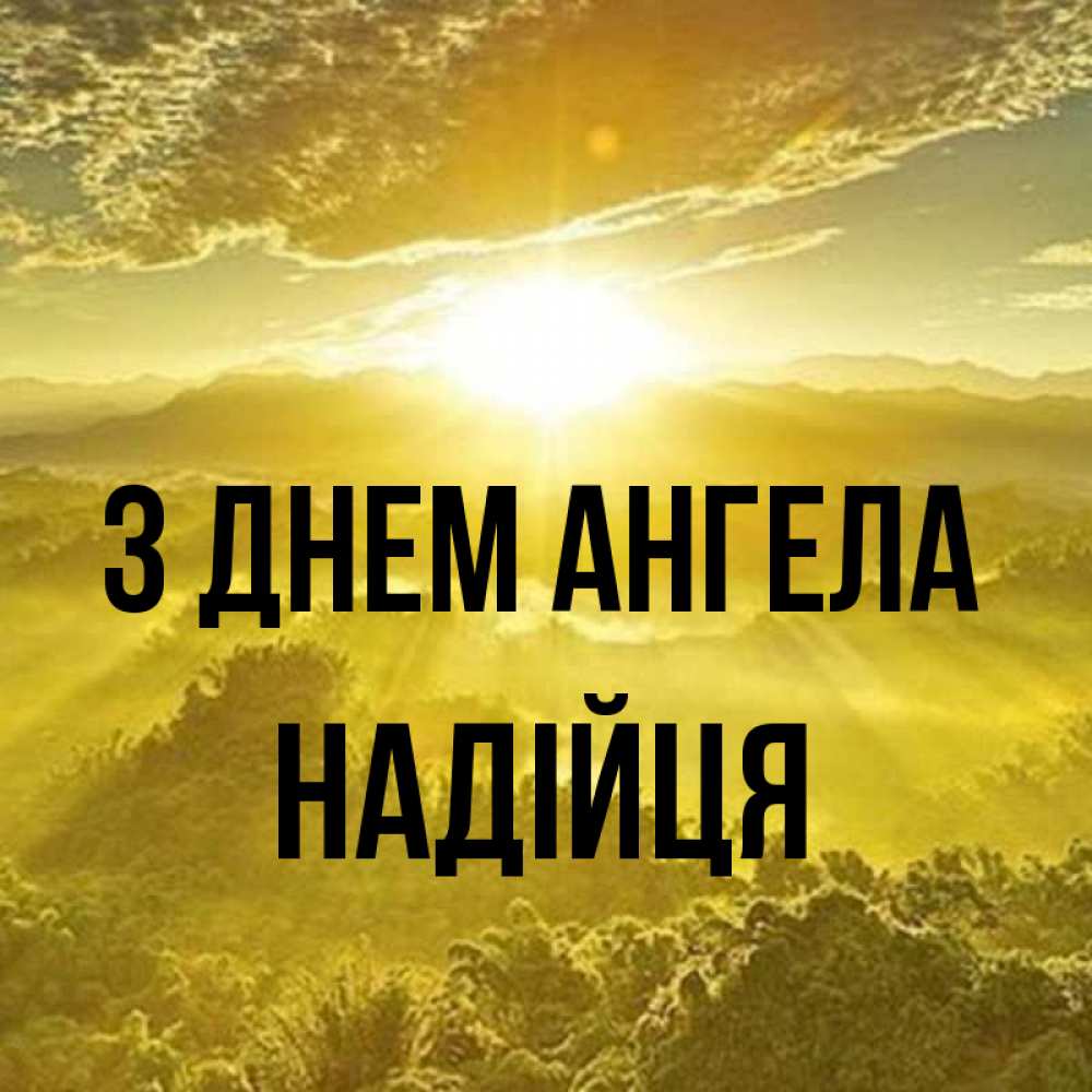 Открытка на каждый день з підписом, Надійця З Днем ангела леса и небо в желтом Прикольна листівка з побажанням онлайн скачати безкоштовно 