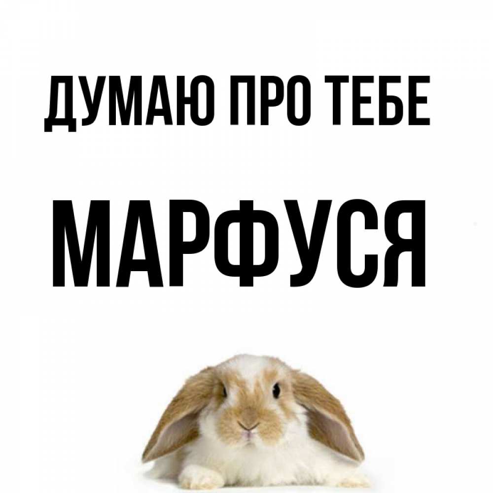 Открытка на каждый день з підписом, Марфуся Думаю про тебе подписать своими руками онлайн Прикольна листівка з побажанням онлайн скачати безкоштовно 