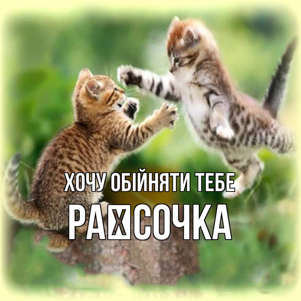 Открытка на каждый день з підписом, Раїсочка Хочу обійняти тебе игры котят Прикольна листівка з побажанням онлайн скачати безкоштовно 