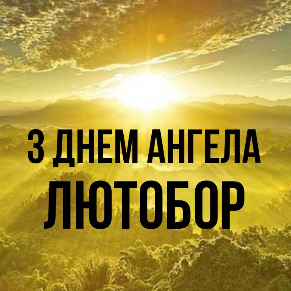 Открытка на каждый день з підписом, Лютобор З Днем ангела леса и небо в желтом Прикольна листівка з побажанням онлайн скачати безкоштовно 