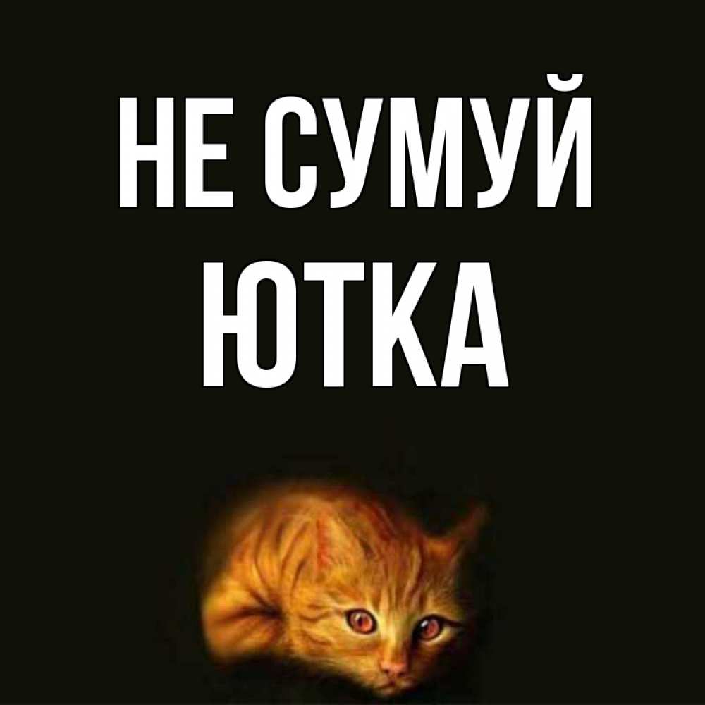Открытка на каждый день з підписом, Ютка Не сумуй лежащий кот в темноте Прикольна листівка з побажанням онлайн скачати безкоштовно 