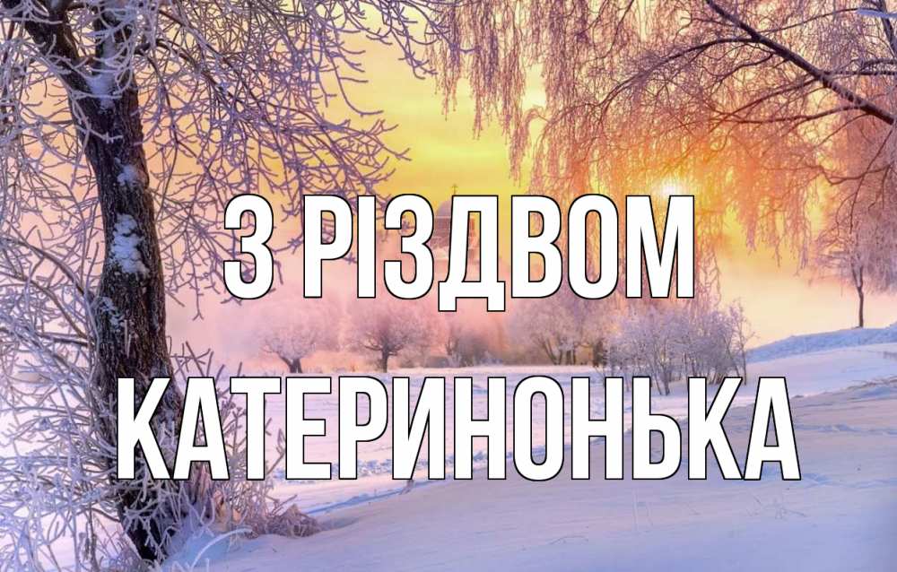 Открытка на каждый день з підписом, Катеринонька З Різдвом рождество, лес, зима 1 Прикольна листівка з побажанням онлайн скачати безкоштовно 