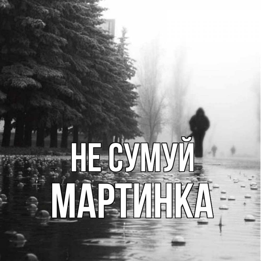 Открытка на каждый день з підписом, Мартинка Не сумуй улица под дождем Прикольна листівка з побажанням онлайн скачати безкоштовно 