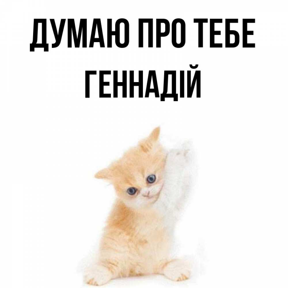 Открытка на каждый день з підписом, Геннадій Думаю про тебе зверушки и милота Прикольна листівка з побажанням онлайн скачати безкоштовно 