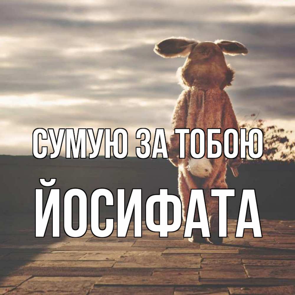 Открытка на каждый день з підписом, Йосифата Сумую за тобою даже в костюме зайца Прикольна листівка з побажанням онлайн скачати безкоштовно 