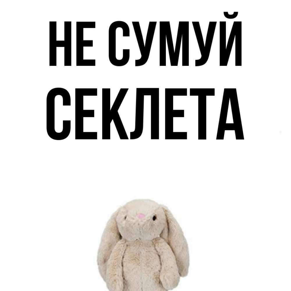 Открытка на каждый день з підписом, Секлета Не сумуй детская игрушка зайчика Прикольна листівка з побажанням онлайн скачати безкоштовно 