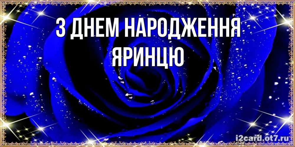 Открытка на каждый день з підписом, Яринцю З Днем народження голубые цветы в росе Прикольна листівка з побажанням онлайн скачати безкоштовно 