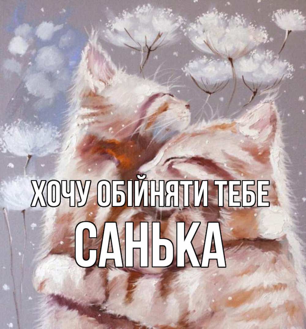 Открытка на каждый день з підписом, Санька Хочу обійняти тебе Море и горы Прикольна листівка з побажанням онлайн скачати безкоштовно 