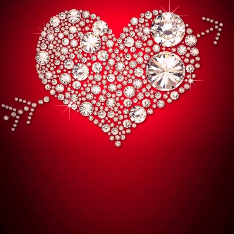 Открытка сердце с бриллиантом  стрела купидона  Я тебе кохаю 