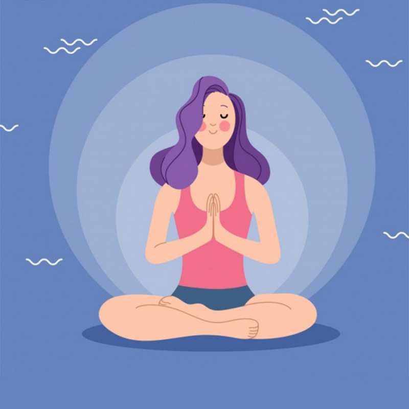 Открытка медетируем на удачу  девушка с фиолетовыми волосами  Бажаю тобі успіху 