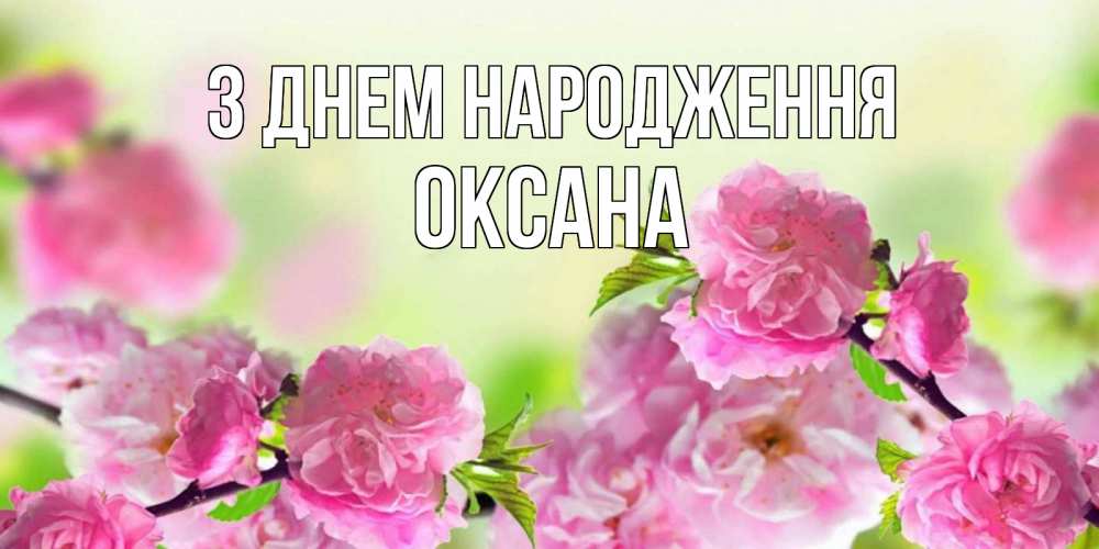 Открытка на каждый день з підписом, Оксана З Днем народження веточки с цветками Прикольна листівка з побажанням онлайн скачати безкоштовно 