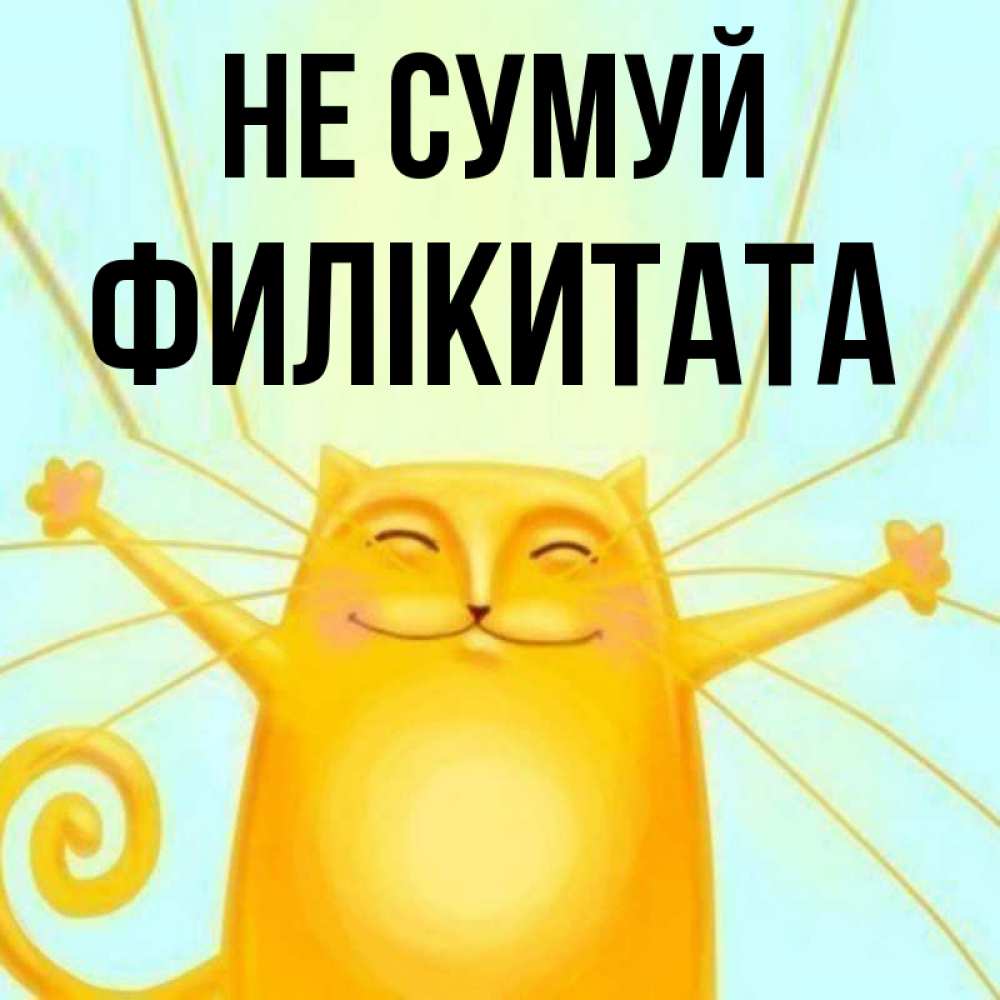 Открытка на каждый день з підписом, Филікитата Не сумуй обнимашки усатые Прикольна листівка з побажанням онлайн скачати безкоштовно 
