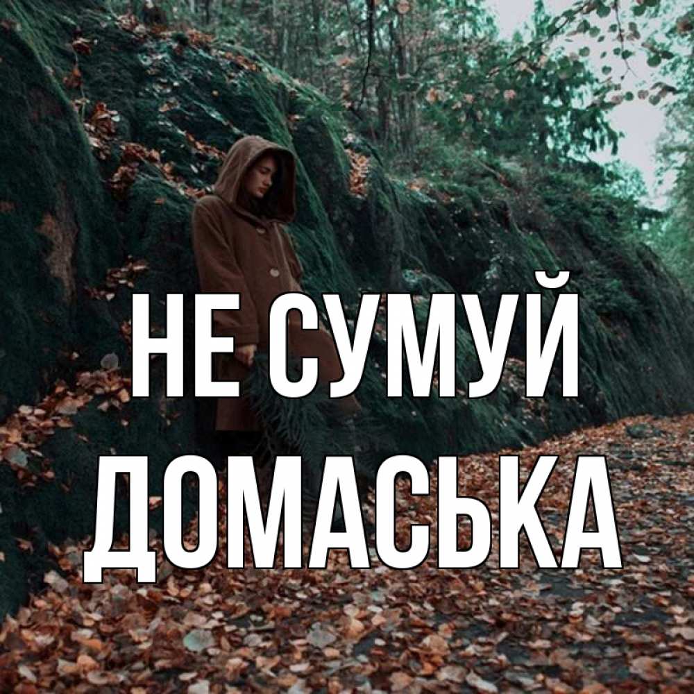 Открытка на каждый день з підписом, Домаська Не сумуй осенний лес Прикольна листівка з побажанням онлайн скачати безкоштовно 