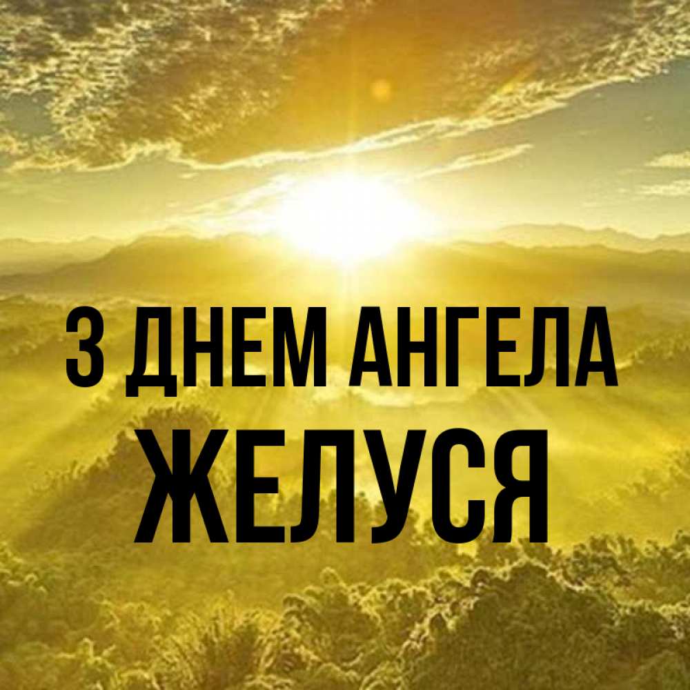 Открытка на каждый день з підписом, Желуся З Днем ангела леса и небо в желтом Прикольна листівка з побажанням онлайн скачати безкоштовно 
