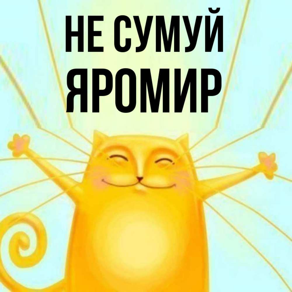 Открытка на каждый день з підписом, Яромир Не сумуй обнимашки усатые Прикольна листівка з побажанням онлайн скачати безкоштовно 