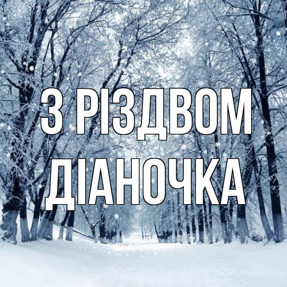 Открытка на каждый день з підписом, Діаночка З Різдвом снег, лес, парк Прикольна листівка з побажанням онлайн скачати безкоштовно 