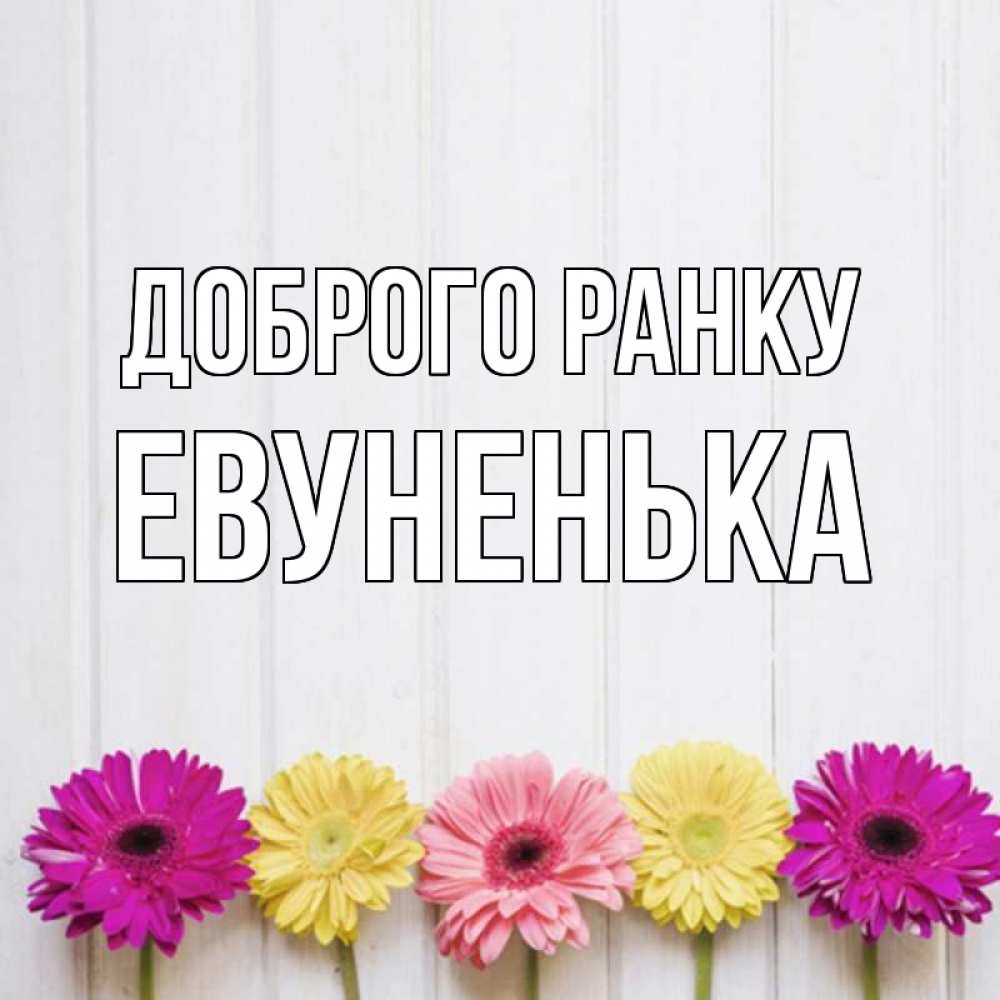 Открытка на каждый день з підписом, Евуненька Доброго ранку красный желтый и розовый цветок Прикольна листівка з побажанням онлайн скачати безкоштовно 