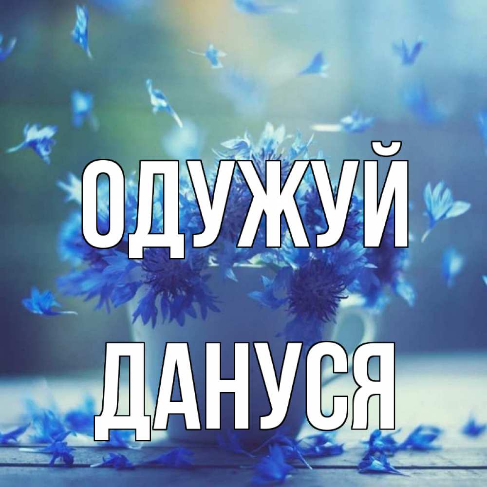 Открытка на каждый день з підписом, Дануся Одужуй кружка с зельем и цветами Прикольна листівка з побажанням онлайн скачати безкоштовно 