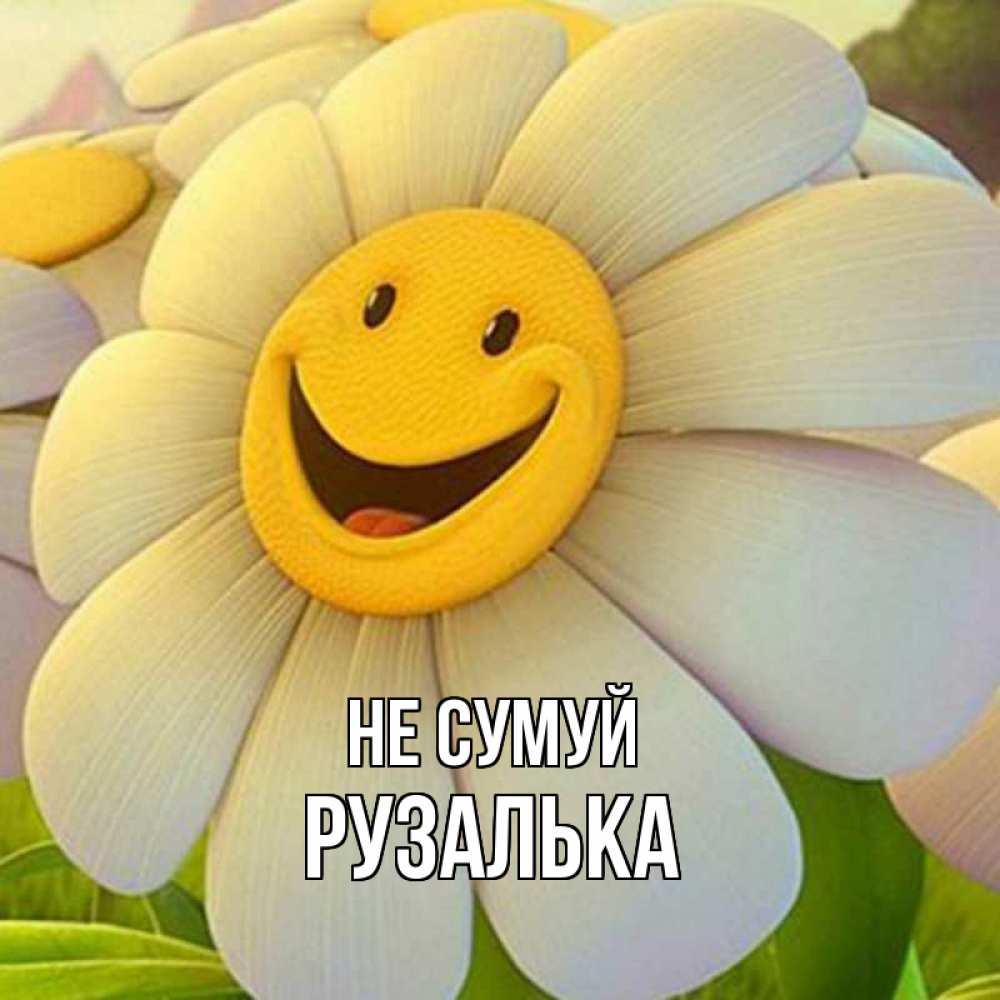 Открытка на каждый день з підписом, Рузалька Не сумуй огромная улыбающаяся ромашуща Прикольна листівка з побажанням онлайн скачати безкоштовно 