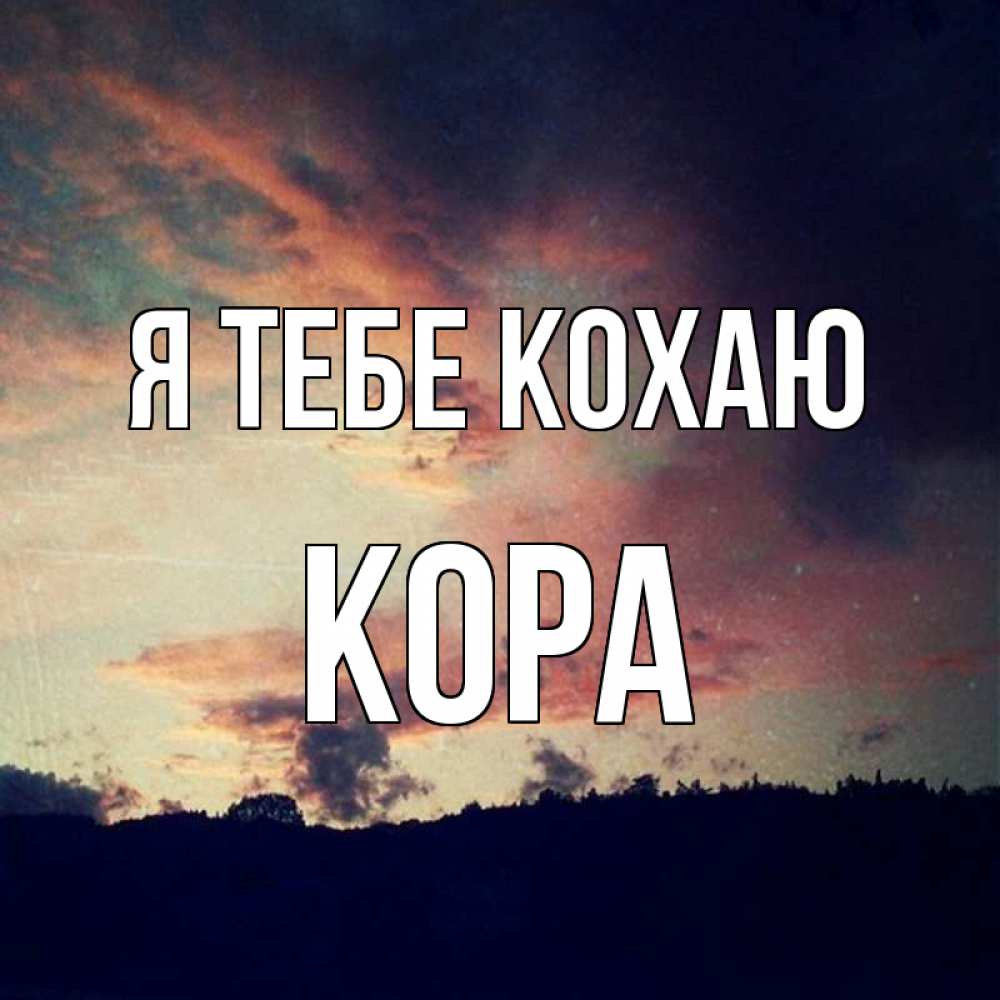 Открытка на каждый день з підписом, Кора Я тебе кохаю закат Прикольна листівка з побажанням онлайн скачати безкоштовно 