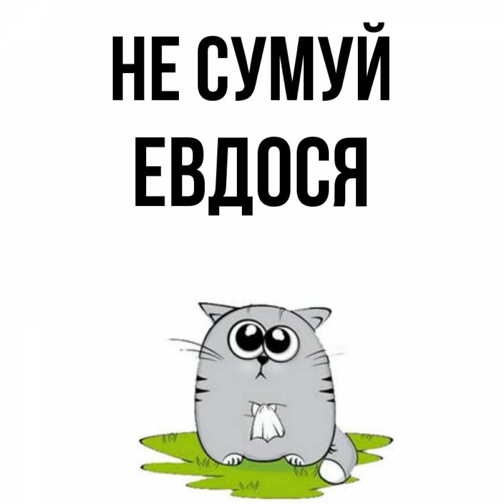 Открытка на каждый день з підписом, Евдося Не сумуй грустный котяра Прикольна листівка з побажанням онлайн скачати безкоштовно 
