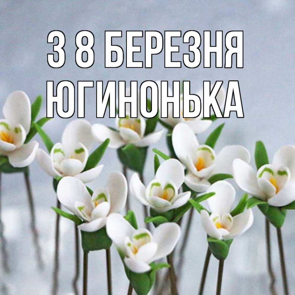 Открытка на каждый день з підписом, Югинонька З 8 БЕРЕЗНЯ весенние цветы Прикольна листівка з побажанням онлайн скачати безкоштовно 