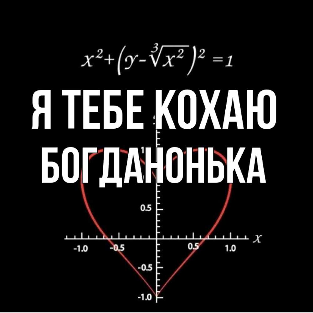 Открытка на каждый день з підписом, Богданонька Я тебе кохаю сердечная формула Прикольна листівка з побажанням онлайн скачати безкоштовно 