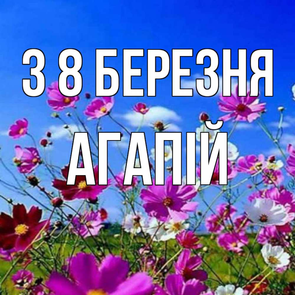 Открытка на каждый день з підписом, Агапій З 8 БЕРЕЗНЯ цветы Прикольна листівка з побажанням онлайн скачати безкоштовно 