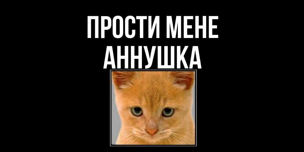 Открытка на каждый день з підписом, Аннушка Прости мене рыжий грустный кот просит прощения Прикольна листівка з побажанням онлайн скачати безкоштовно 