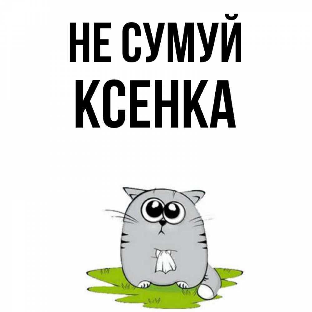 Открытка на каждый день з підписом, Ксенка Не сумуй грустный котяра Прикольна листівка з побажанням онлайн скачати безкоштовно 