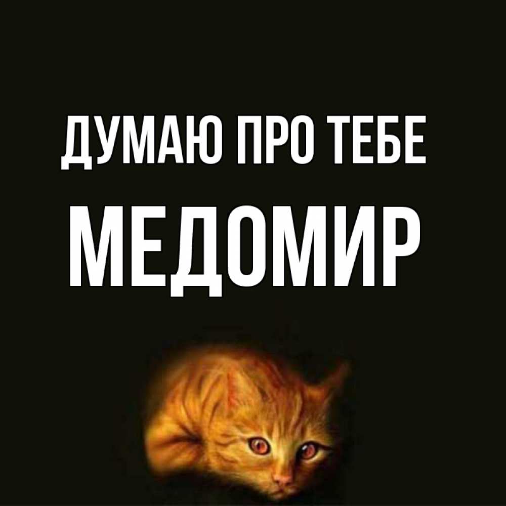 Открытка на каждый день з підписом, Медомир Думаю про тебе рыжий Прикольна листівка з побажанням онлайн скачати безкоштовно 