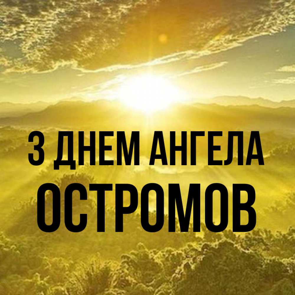 Открытка на каждый день з підписом, Остромов З Днем ангела леса и небо в желтом Прикольна листівка з побажанням онлайн скачати безкоштовно 