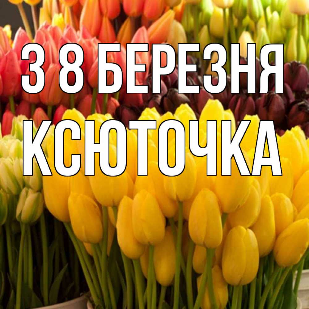 Открытка на каждый день з підписом, Ксюточка З 8 БЕРЕЗНЯ цветы Прикольна листівка з побажанням онлайн скачати безкоштовно 