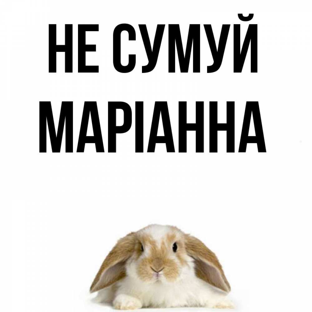 Открытка на каждый день з підписом, Маріанна Не сумуй коричнево белый заяц с большими ушками Прикольна листівка з побажанням онлайн скачати безкоштовно 
