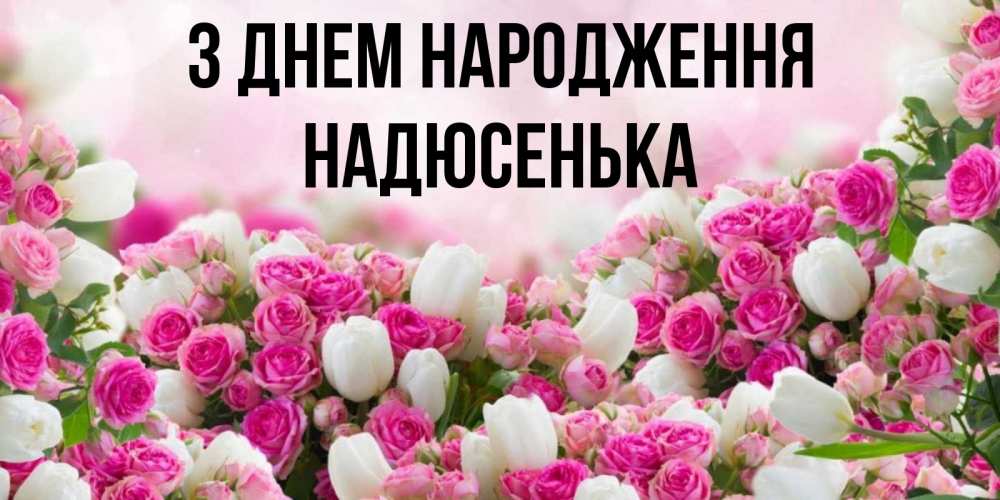 Открытка на каждый день з підписом, Надюсенька З Днем народження открытка с разными розами Прикольна листівка з побажанням онлайн скачати безкоштовно 