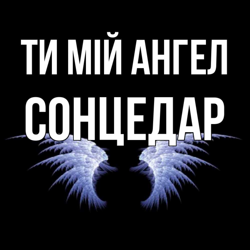Открытка на каждый день з підписом, Сонцедар Ти мій ангел ангельские крылья на черном фоне Прикольна листівка з побажанням онлайн скачати безкоштовно 