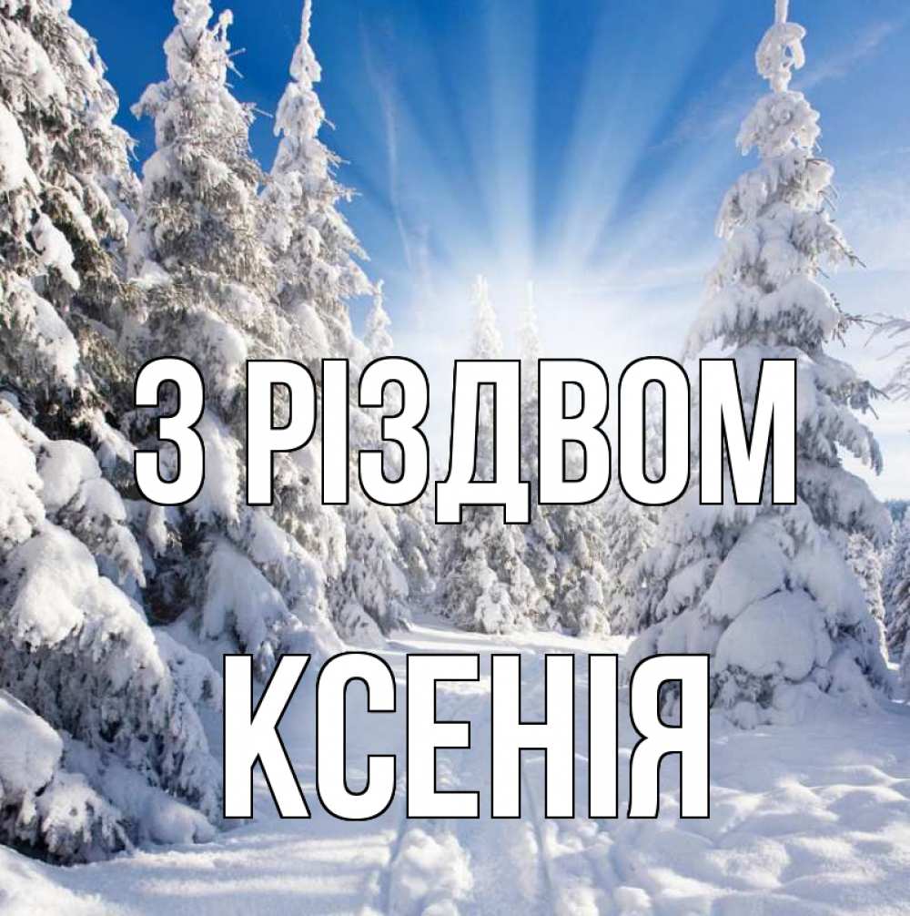 Открытка на каждый день з підписом, Ксенія З Різдвом зима, лес Прикольна листівка з побажанням онлайн скачати безкоштовно 