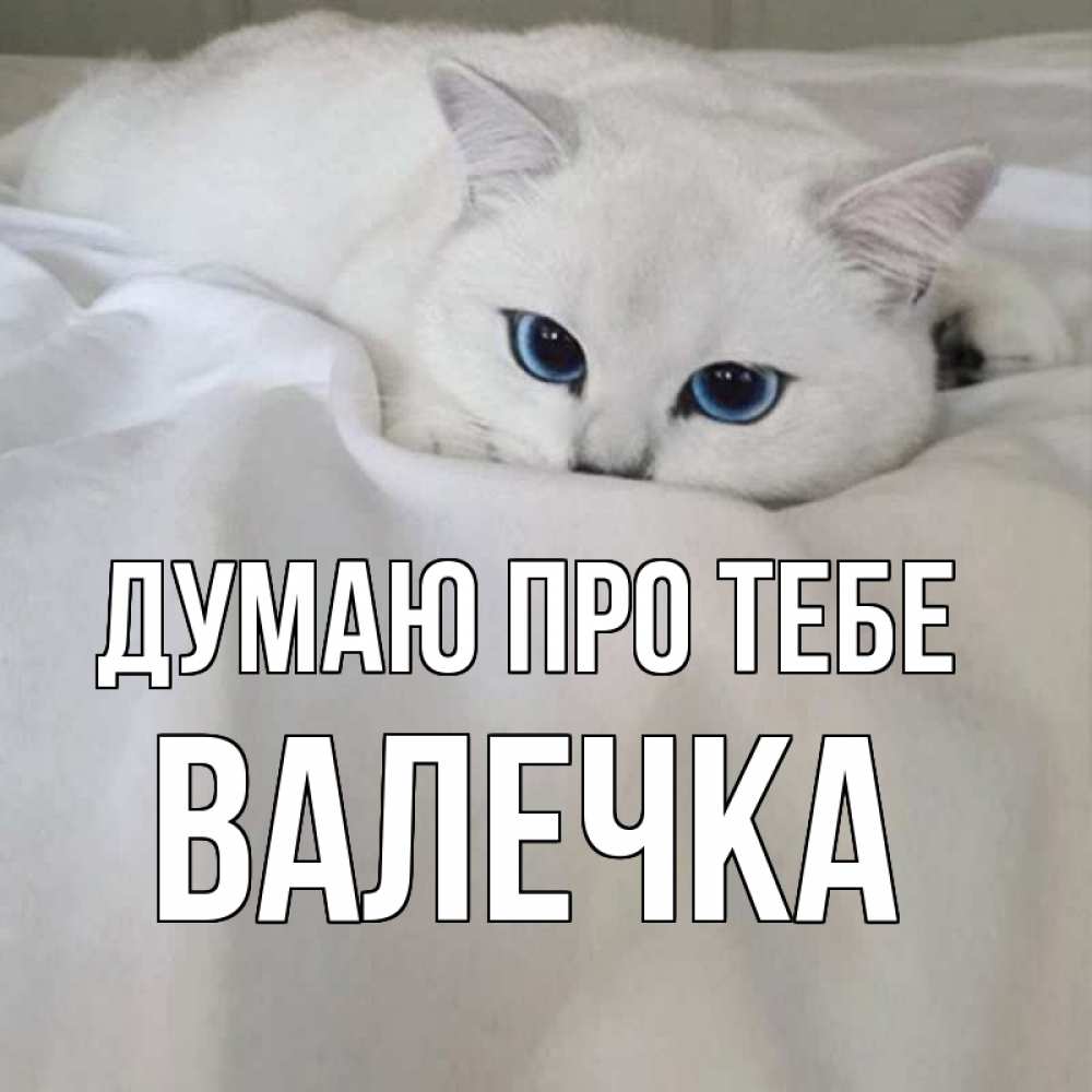 Открытка на каждый день з підписом, Валечка Думаю про тебе я очень по тебе скучаю и тоскую Прикольна листівка з побажанням онлайн скачати безкоштовно 