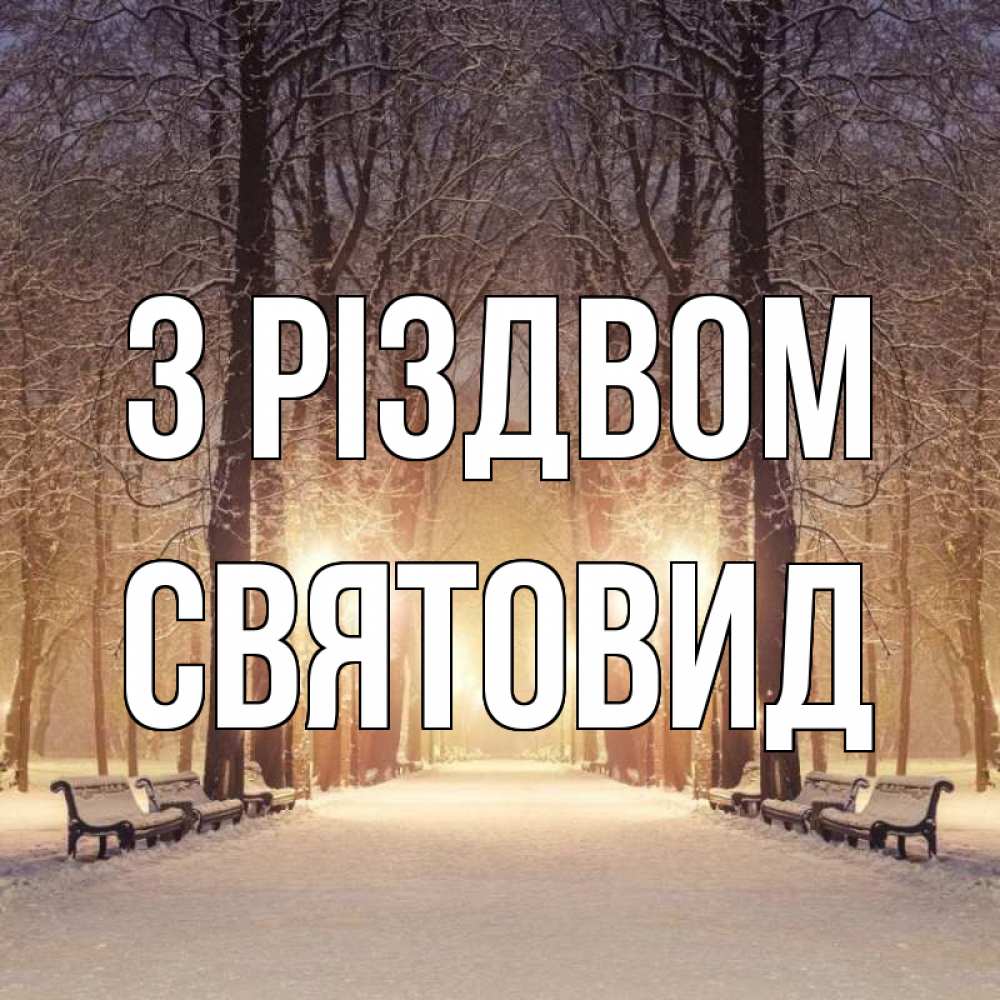 Открытка на каждый день з підписом, Святовид З Різдвом зима, парк, фонарь, лес Прикольна листівка з побажанням онлайн скачати безкоштовно 