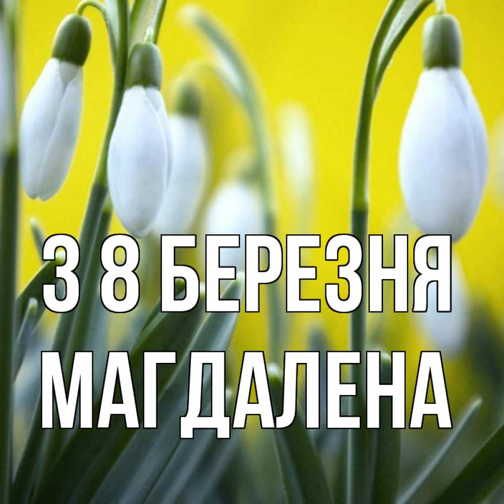 Открытка на каждый день з підписом, Магдалена З 8 БЕРЕЗНЯ весенние цветы Прикольна листівка з побажанням онлайн скачати безкоштовно 