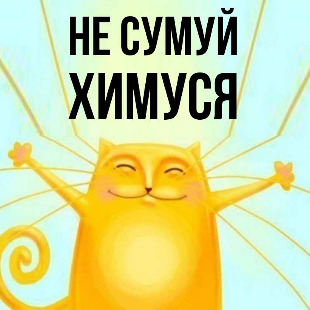 Открытка на каждый день з підписом, Химуся Не сумуй обнимашки усатые Прикольна листівка з побажанням онлайн скачати безкоштовно 