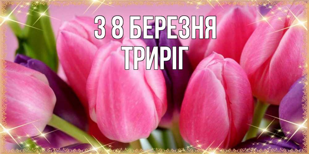 Открытка на каждый день з підписом, Триріг З 8 БЕРЕЗНЯ тюльпаны для женщины на международный женский день Прикольна листівка з побажанням онлайн скачати безкоштовно 